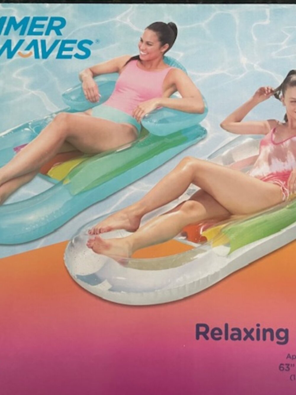 SUMMER WAVES Inflatable Relaxing Lounge Pool Float – 2 Pack